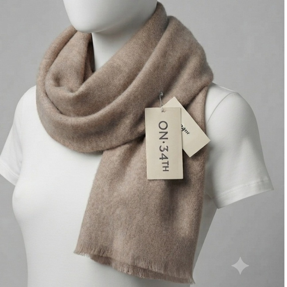 ON 34TH Oat Convertible Wrap Scarf Oversized Brushed Knit Shawl NWT